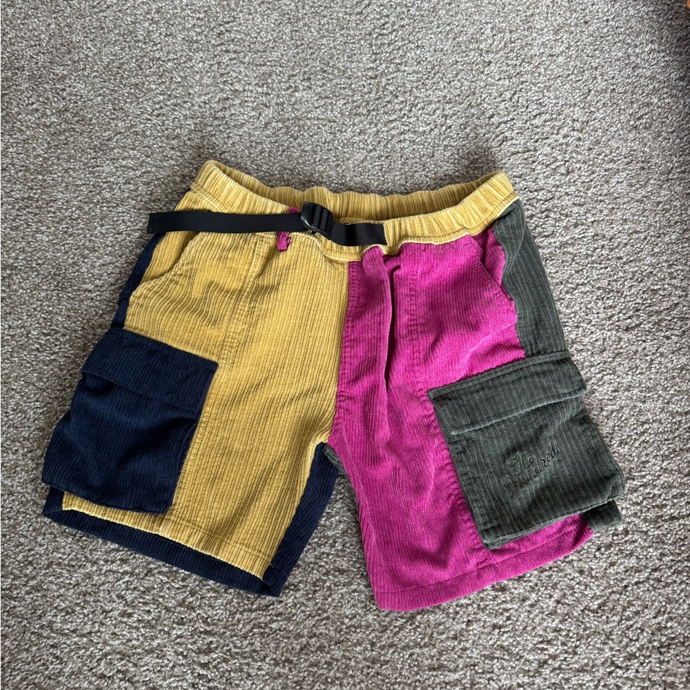 The Hundreds Mens M channel corduroy cargo co-ord shorts in multi Color Block